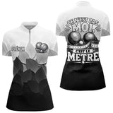 Polo Pétanque Noir Blanc Drôle Personnalisé - Accessoire Tournoi - Polo Zippé Femme