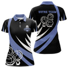 Polo Pétanque Noir Bleu Boules - Prénom & Équipe - Polo Femme