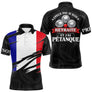 Polo Pétanque Noir Drapeau Français- J'peux Pas Je Suis Retraité - Polo Homme