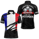 Polo Pétanque Noir Drapeau Français- J'peux Pas Je Suis Retraité - Polo Homme