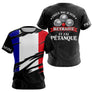 Polo Pétanque Noir Drapeau Français- J'peux Pas Je Suis Retraité - T-Shirt Femme