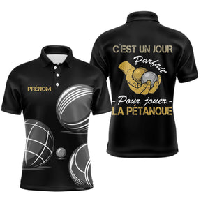 Polo Pétanque Noir Gold - Jour Parfait Personnalisé - Polo Homme