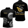 Polo Pétanque Noir Gold - Jour Parfait Personnalisé - Polo Zippé Homme