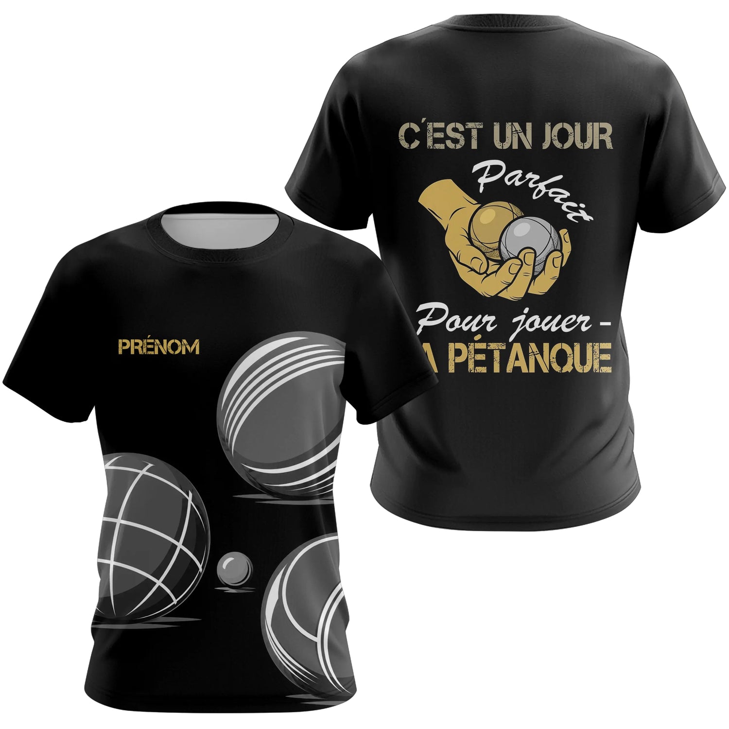 Polo Pétanque Noir Gold - Jour Parfait Personnalisé - T-Shirt Femme