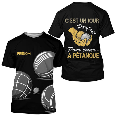 Polo Pétanque Noir Gold - Jour Parfait Personnalisé - T-Shirt Homme