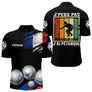 Polo Pétanque Noir Homme Femme - J'Ai Pétanque Drapeau Français - Polo Zippé Homme