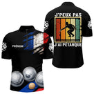Polo Pétanque Noir Homme Femme - J'Ai Pétanque Drapeau Français - Polo Zippé Homme