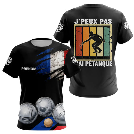Polo Pétanque Noir Homme Femme - J'Ai Pétanque Drapeau Français - T-Shirt Femme