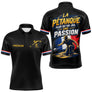 Polo Pétanque Noir Homme Femme - Passion Drapeau Français - Polo Homme