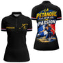 Polo Pétanque Noir Homme Femme - Passion Drapeau Français - Polo Zippé Femme