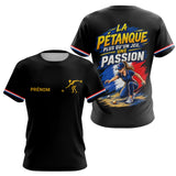 Polo Pétanque Noir Homme Femme - Passion Drapeau Français - T-Shirt Femme