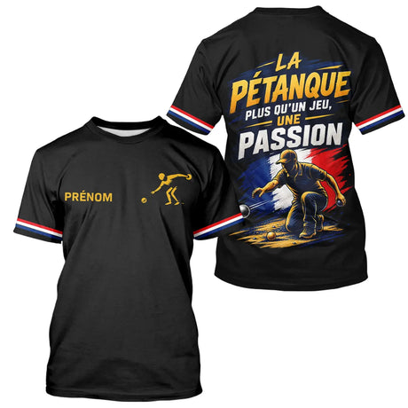 Polo Pétanque Noir Homme Femme - Passion Drapeau Français - T-Shirt Homme