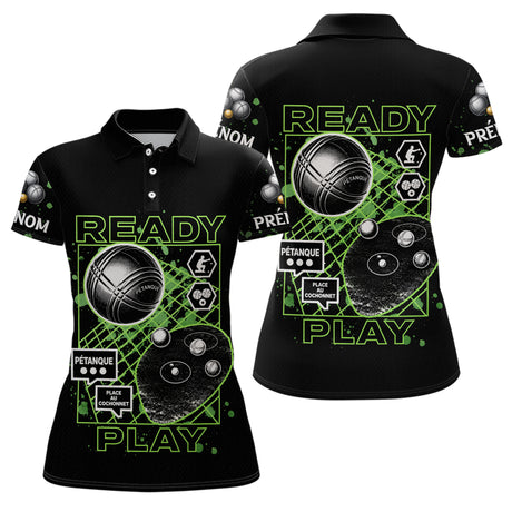 Polo Pétanque Noir Personnalisé - Collection Ready & Play - Polo Femme
