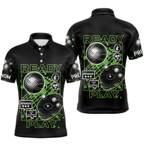 Polo Pétanque Noir Personnalisé - Collection Ready & Play - Polo Homme