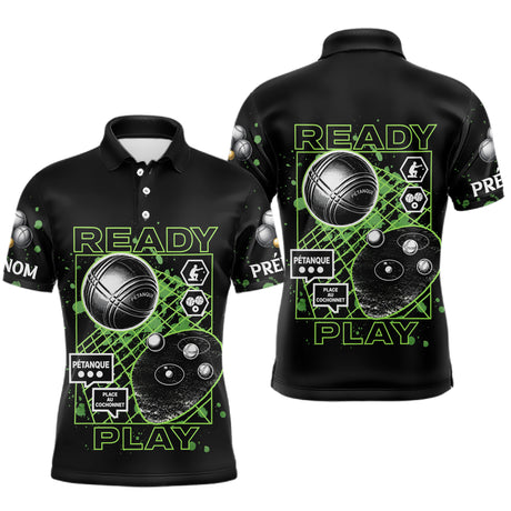 Polo Pétanque Noir Personnalisé - Collection Ready & Play - Polo Homme