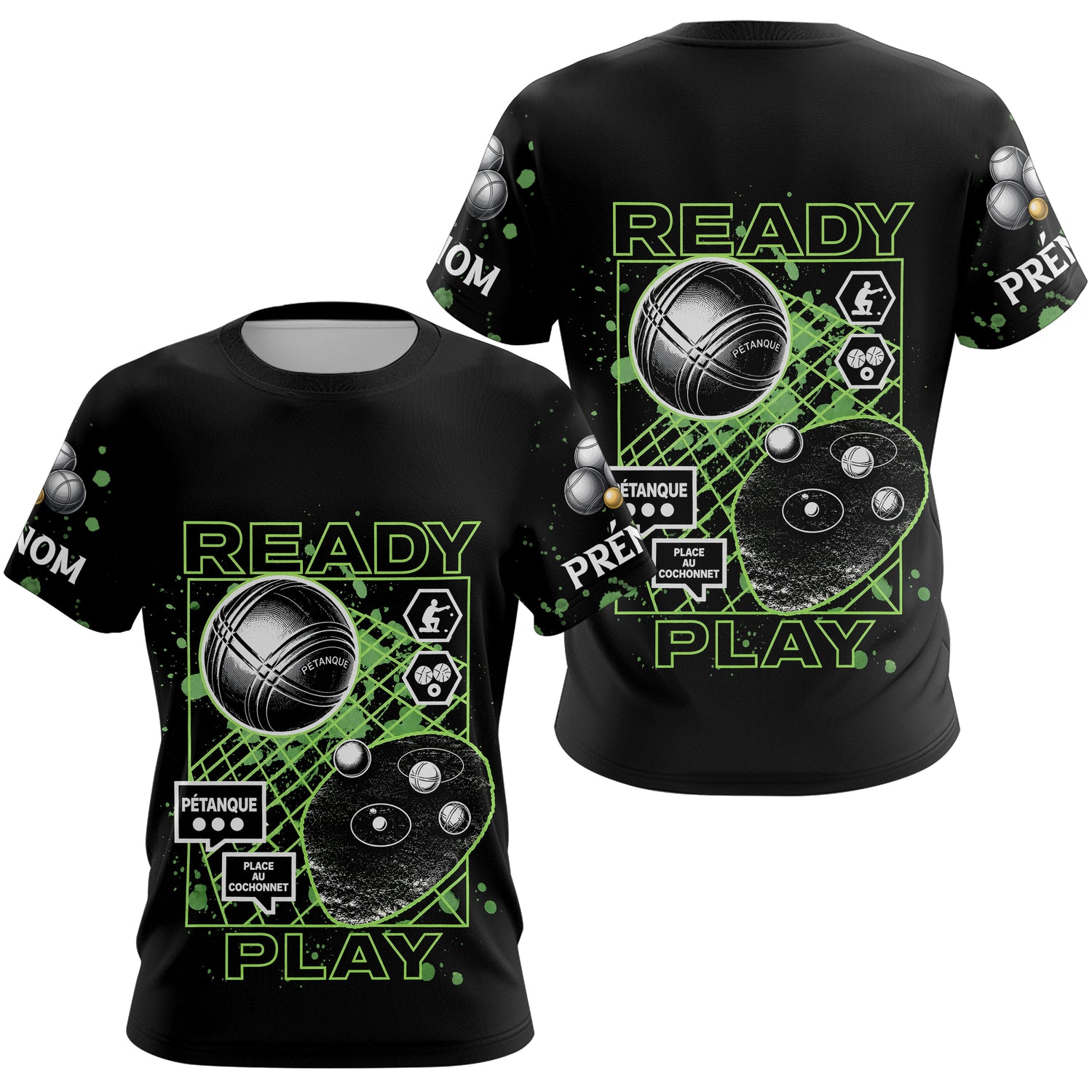 Polo Pétanque Noir Personnalisé - Collection Ready & Play - T-Shirt Femme