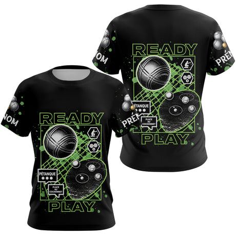 Polo Pétanque Noir Personnalisé - Collection Ready & Play - T-Shirt Femme