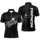 Polo Pétanque Noir Personnalisé - Design Main & Boules - Polo Homme