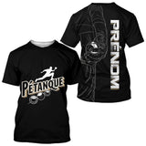 Polo Pétanque Noir Personnalisé - Design Main & Boules - T-Shirt Homme