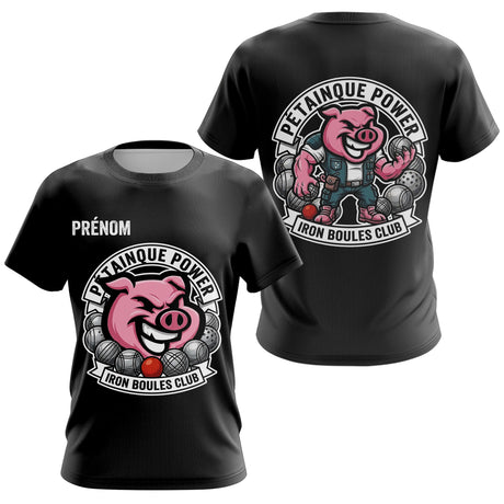 Polo Pétanque Noir Personnalisé - Iron Boules Club - T-Shirt Femme