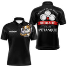 Polo Pétanque Noir Personnalisé - J'ai Pétanque Retraité - Polo Homme