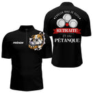 Polo Pétanque Noir Personnalisé - J'ai Pétanque Retraité - Polo Zippé Femme