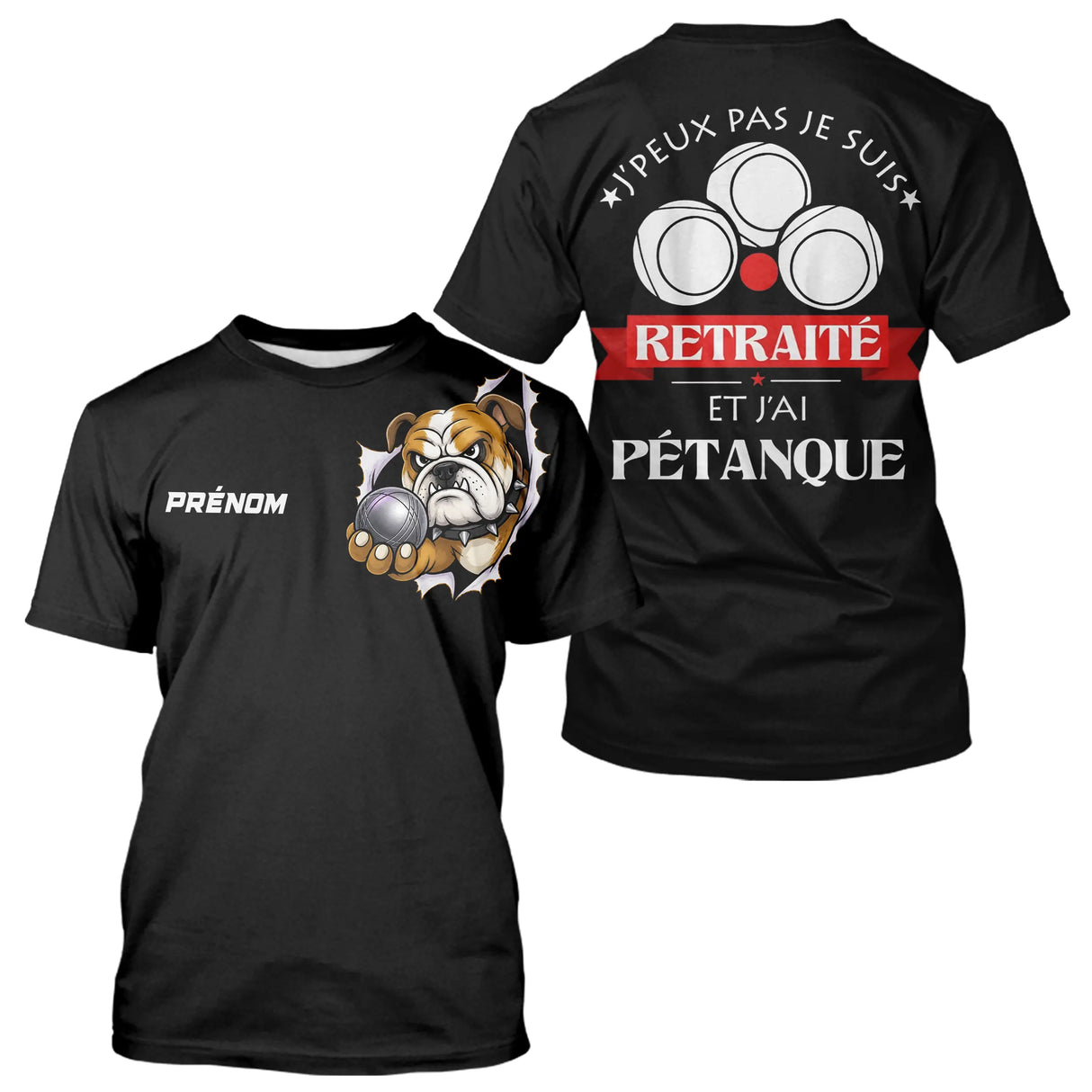 Polo Pétanque Noir Personnalisé - J'ai Pétanque Retraité - T-Shirt Femme