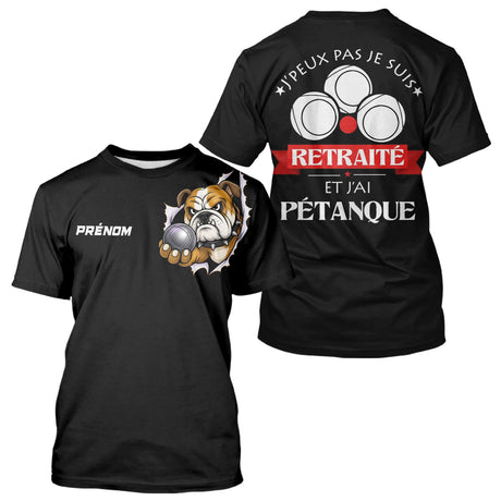 Polo Pétanque Noir Personnalisé - J'ai Pétanque Retraité - T-Shirt Femme