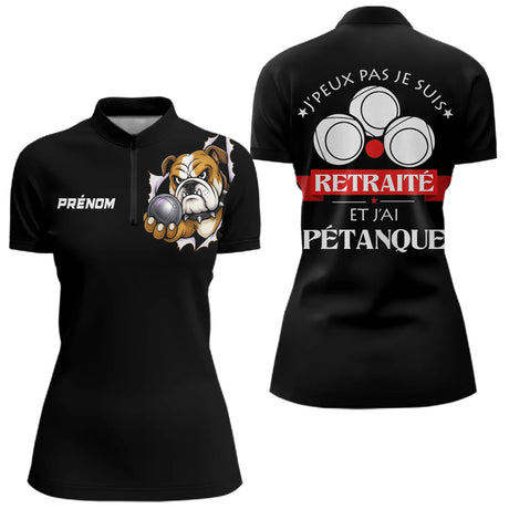 Polo Pétanque Noir Personnalisé - J'ai Pétanque Retraité - T-Shirt Homme