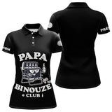 Polo Pétanque Noir Personnalisé - Papa Binouze Club - Polo Femme