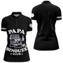 Polo Pétanque Noir Personnalisé - Papa Binouze Club - Polo Zippé Femme