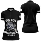 Polo Pétanque Noir Personnalisé - Papa Binouze Club - Polo Zippé Femme