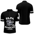 Polo Pétanque Noir Personnalisé - Papa Binouze Club - Polo Zippé Homme