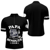 Polo Pétanque Noir Personnalisé - Papa Binouze Club - Polo Zippé Homme