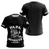 Polo Pétanque Noir Personnalisé - Papa Binouze Club - T-Shirt Femme