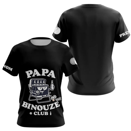 Polo Pétanque Noir Personnalisé - Papa Binouze Club - T-Shirt Femme
