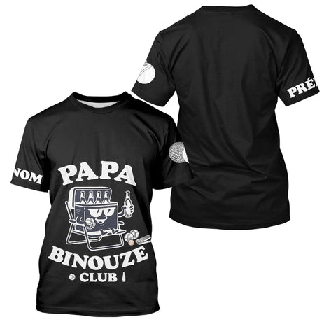 Polo Pétanque Noir Personnalisé - Papa Binouze Club - T-Shirt Homme
