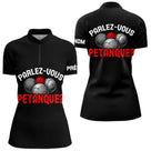 Polo Pétanque Noir Personnalisé - Parlez Vous Boules - Polo Zippé Femme