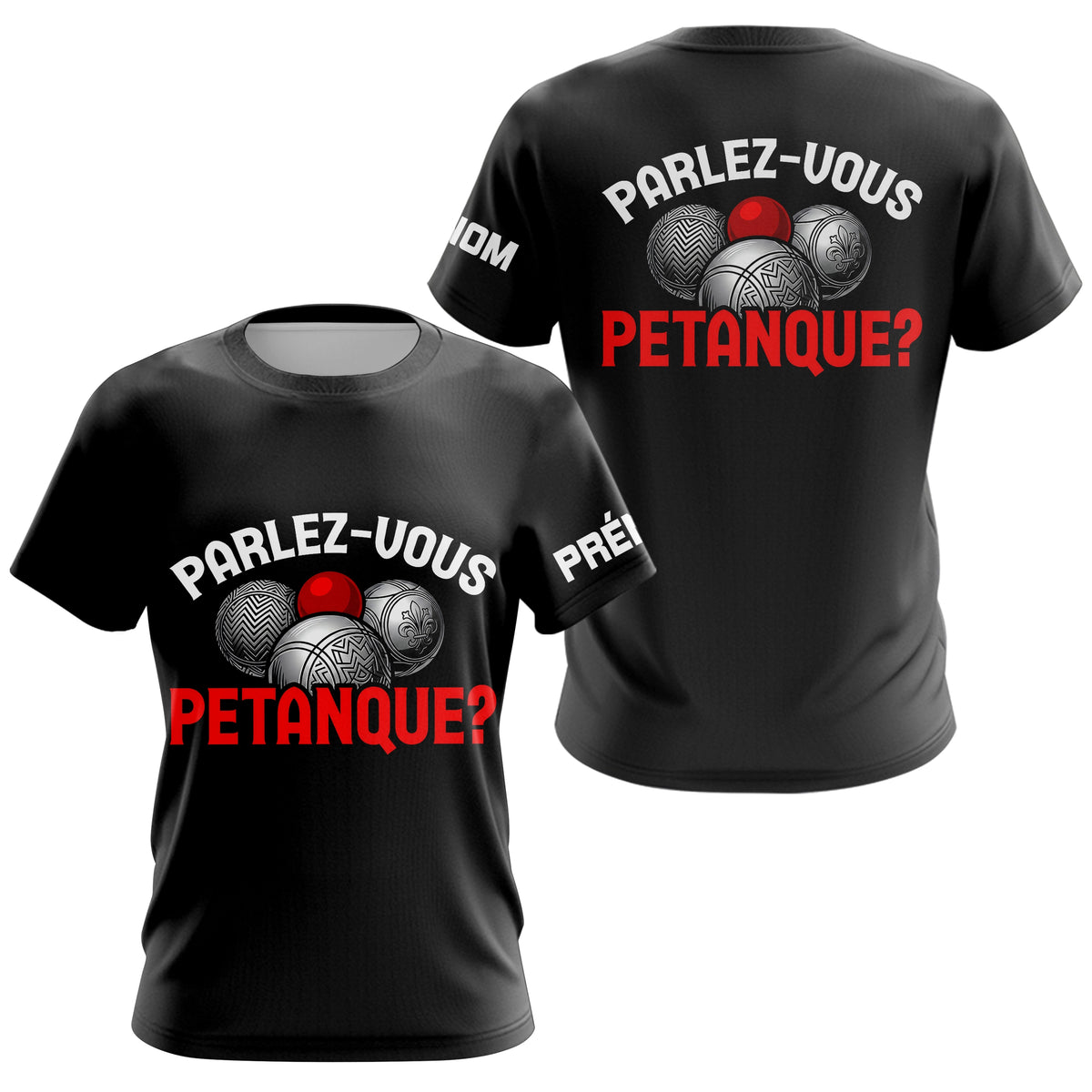 Polo Pétanque Noir Personnalisé - Parlez Vous Boules - T-Shirt Femme
