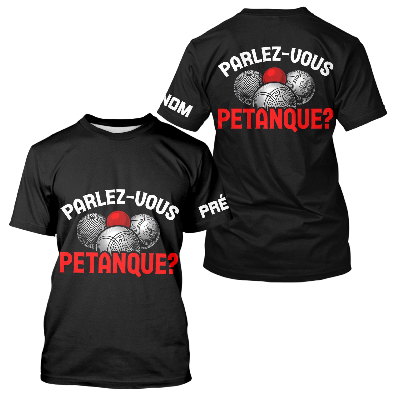 Polo Pétanque Noir Personnalisé - Parlez Vous Boules - T-Shirt Homme