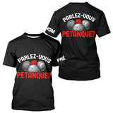 Polo Pétanque Noir Personnalisé - Parlez Vous Boules - T-Shirt Homme