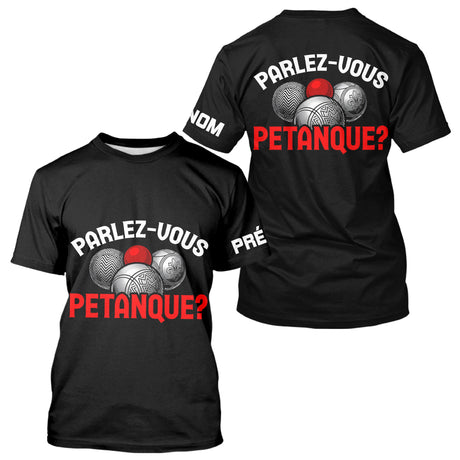 Polo Pétanque Noir Personnalisé - Parlez Vous Boules - T-Shirt Homme