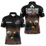 Polo Pétanque Noir Personnalisé - Équipe Capitaine Triplette - Polo Homme
