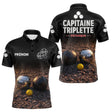 Polo Pétanque Noir Personnalisé - Équipe Capitaine Triplette - Polo Homme