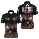 Polo Pétanque Noir Personnalisé - Équipe Capitaine Triplette - Polo Homme
