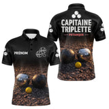 Polo Pétanque Noir Personnalisé - Équipe Capitaine Triplette - Polo Homme