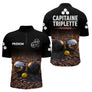 Polo Pétanque Noir Personnalisé - Équipe Capitaine Triplette - Polo Zippé Homme