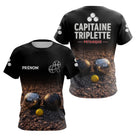 Polo Pétanque Noir Personnalisé - Équipe Capitaine Triplette - T-Shirt Femme