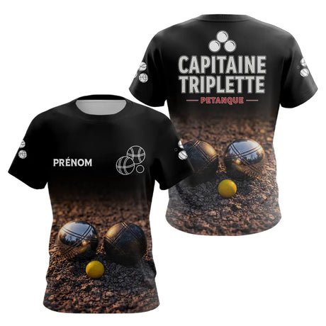 Polo Pétanque Noir Personnalisé - Équipe Capitaine Triplette - T-Shirt Femme