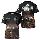 Polo Pétanque Noir Personnalisé - Équipe Capitaine Triplette - T-Shirt Homme